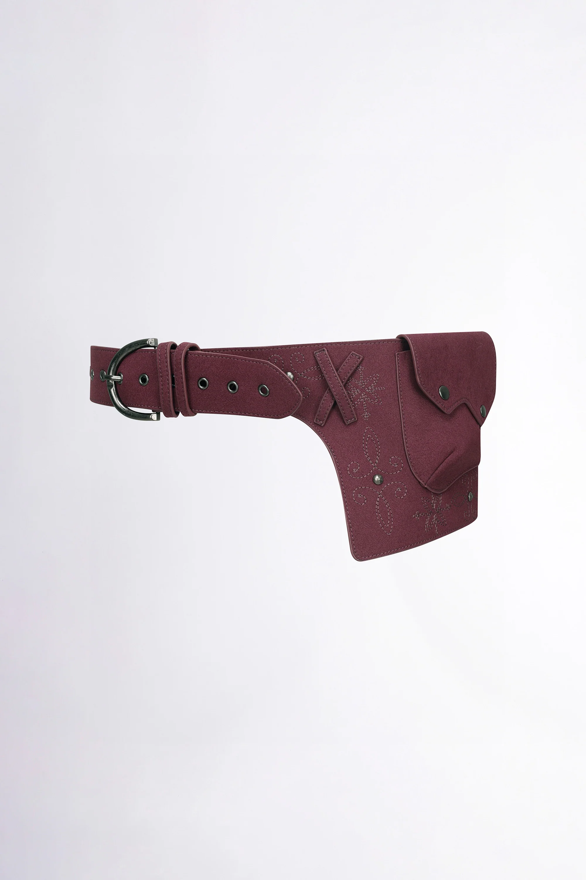 Western Faux Suede Belt Bag Deep Purple - Image 4